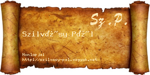 Szilvásy Pál névjegykártya